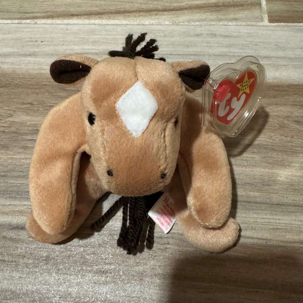 Ty Beanie Baby Derby the Horse 1995 Vintage Plush Tan White Diamond Star 4008